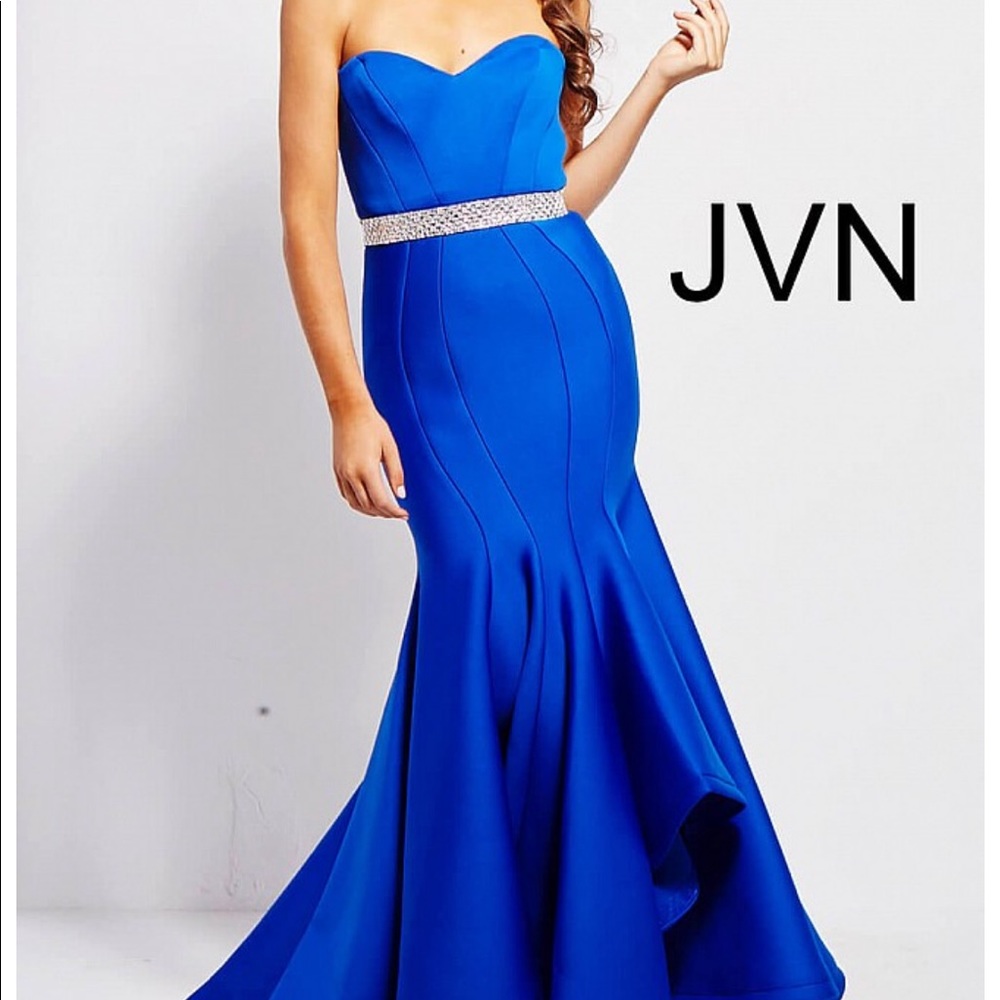 Jovani Sweetheart Strapless Blue Dress